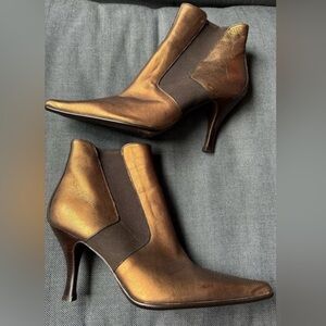 Donald J. Pliner Metallic Bronze Pointed-Toe Ankle Booties